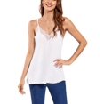 thumbnail image 5 of Deago Women's V Neck Sleeveless Lace Trim Spaghetti Strap Camisole Cami Tank Top Loose Blouse Shirts (White, S), 5 of 10