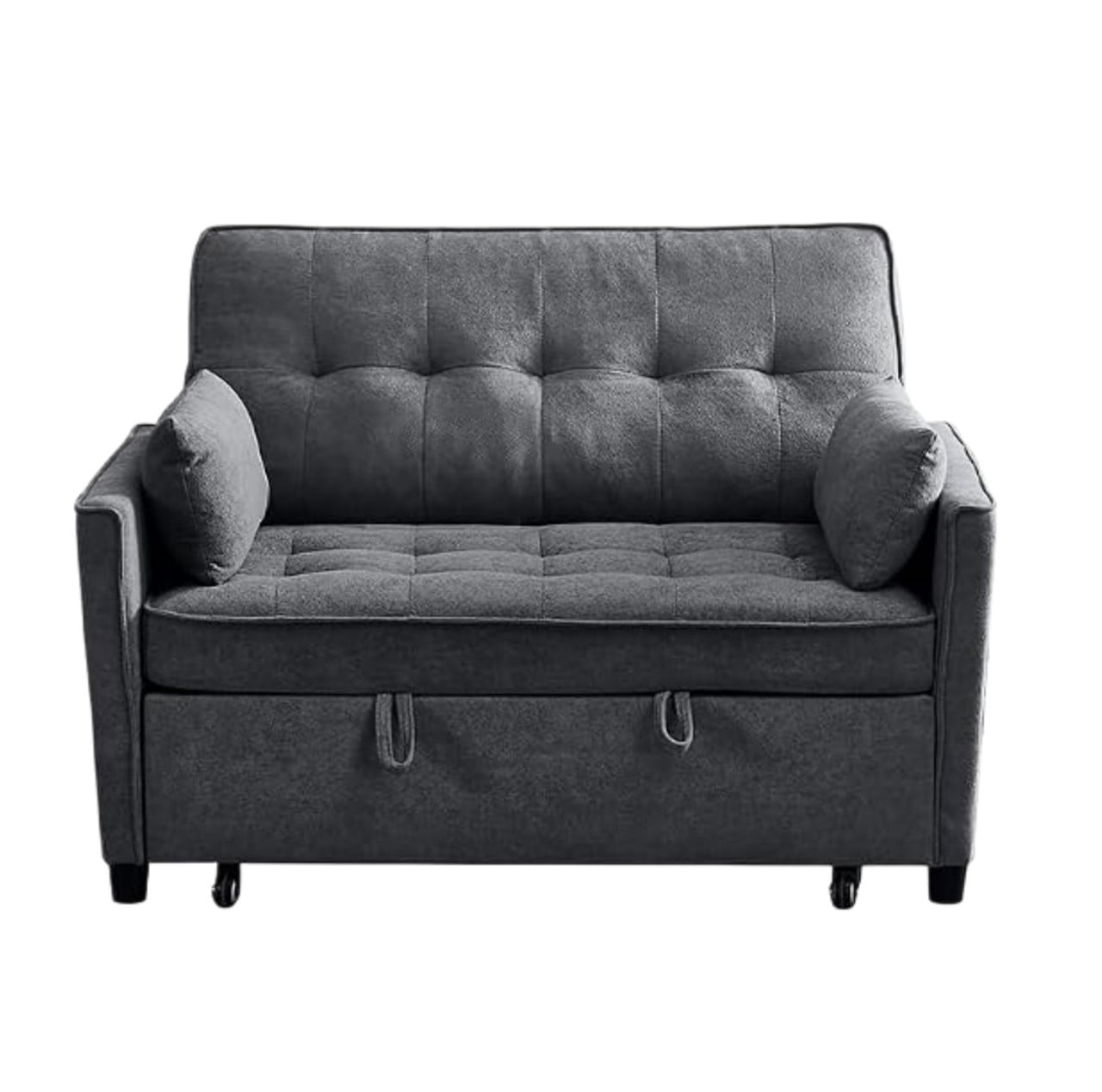 3-in-1 Convertible Sofa Bed with USB Charging Ports, Pull-Out Sleeper Sofa with Adjustable Backrest and Side Pocket, Compact Loveseat Couch for Living Room, Apartment, Dorm