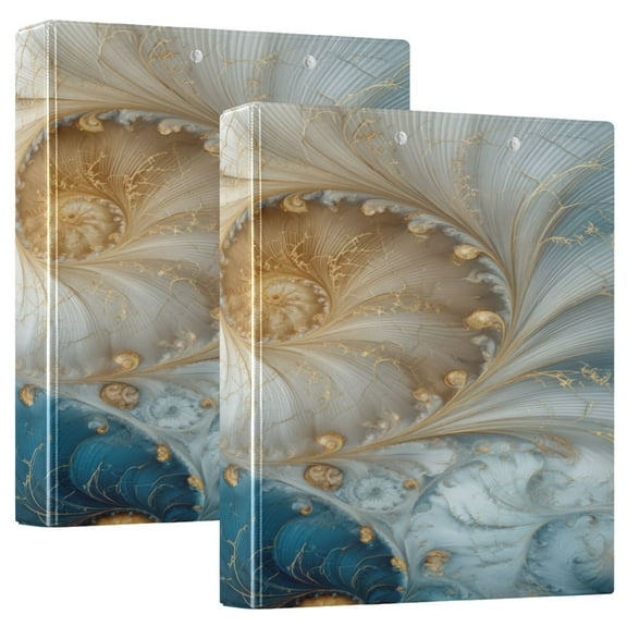 3 Ring Binder 1.5 inch Round Rings with Interior Pockets Binders Organizer Office School 2Pack Swirls Of Beige