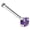 White Gold - 2mm stone, variant on 22G Solid 14Kt Gold Nose Bone Stud with Prong Set real Amethyst Gemstone, 14kt Yellow Gold or 14kt White Gold - February Birthstone Nose Ring-NBWG_AMT-2MM