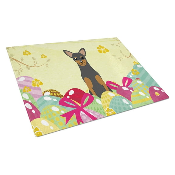 Carolines Treasures BB6028LCB Easter Eggs Manchester Terrier Glass Cutting Board Large, 12H x 16W, multicolor