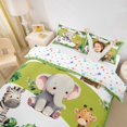 thumbnail image 3 of Castle Fairy Cute Elephant Giraffe Zebra Twin Duvet Cover for Boys,Watercolor Tropical Leaf Twin Bedding,Green White,Reversible,2pcs,No Comforter,1 Duvet Cover and 1 Pillowcase, 3 of 6