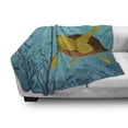 thumbnail image 3 of Turtle Soft Flannel Fleece Throw Blanket, Cartoon Animal Under the Sea Silhouettes of Fish Sun Rays Coral, Cozy Plush for Indoor and Outdoor Use, 50" x 70", Turquoise Mustard Brown, by Ambesonne, 3 of 6
