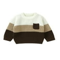 thumbnail image 1 of Bébé Garçon Filles Tricot Pull Contraste Couleur Chaud Pull Manches Longues Vêtements d'Hiver d'Automne, 1 of 8