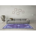 thumbnail image 3 of Ahgly Company Machine Washable Indoor Rectangle Medallion Blue Traditional Area Rugs, 4' x 6', 3 of 4