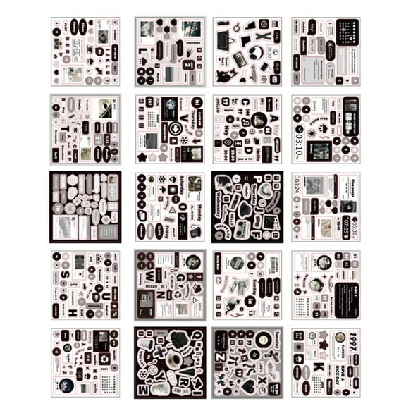 20Sheets Decorative Stickers Scrapbooking Background Stickers for Journal, Notebook, Planner, Scrapbooking Embellishment
