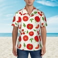 thumbnail image 2 of KLL Fresh Red Tomato Pattern Men's Hawaiian Shirt Short Sleeve Button Down Beach Shirts,Medium, 2 of 7