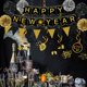 thumbnail image 5 of Famoby Feliz Año Nuevo Banner Pompones Bandera Triangular Guirnalda De Remolinos Banderines Colgantes Para Decoraciones De Fiesta De Feliz Año Nuevo, 5 of 5