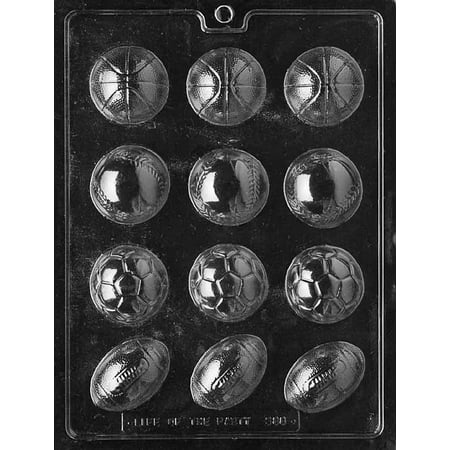 Baseball, Soccer, Football, Basketball Chocolate Mold - S088 - Includes Melting & Chocolate Molding Instructions