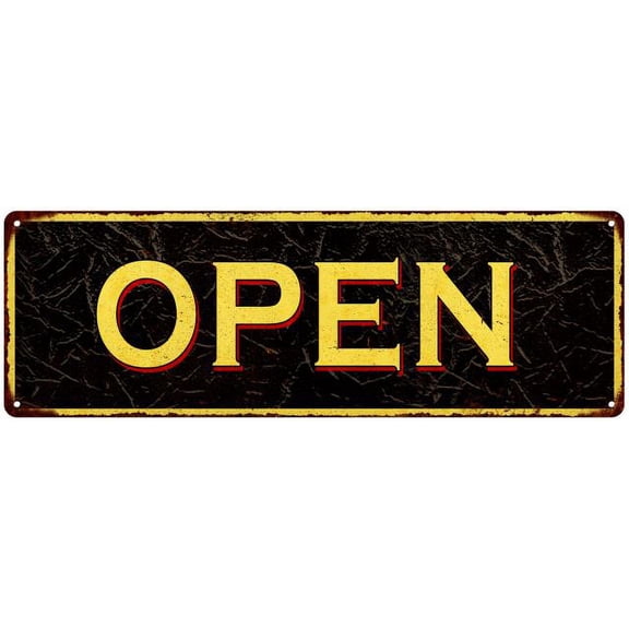 OPEN Vintage Looking Metal Sign Home Decor 8x24 108240032011