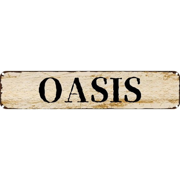 Vintage Metal Tin Sign Oasis Retro Wall Decor for Home, Cafe, and Garden - Aluminum Sign for Men & Women 4"x16"