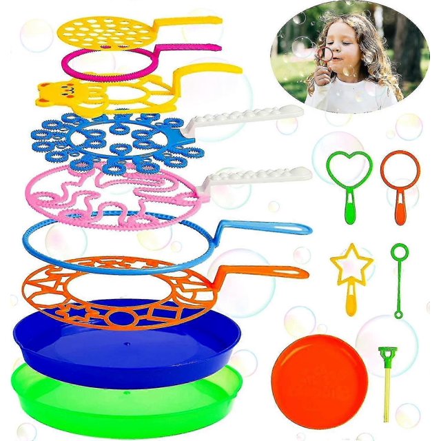 Big Bubble Wands Set,15 Pcs Large Bubble Making Toys With Tray Bulk For Kids,summer Outdoor Bubble Toys Gift