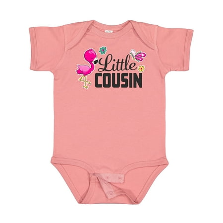 

Inktastic Little Cousin with Flamingo and Flowers Girls Baby Bodysuit