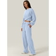 thumbnail image 3 of Osfvolr Women 2 Piece Outfits Sweatsuit Set Twist Front Cropped Sweatshirt Wide Leg Sweatpant Lounge Set Light Blue XXL, 3 of 6
