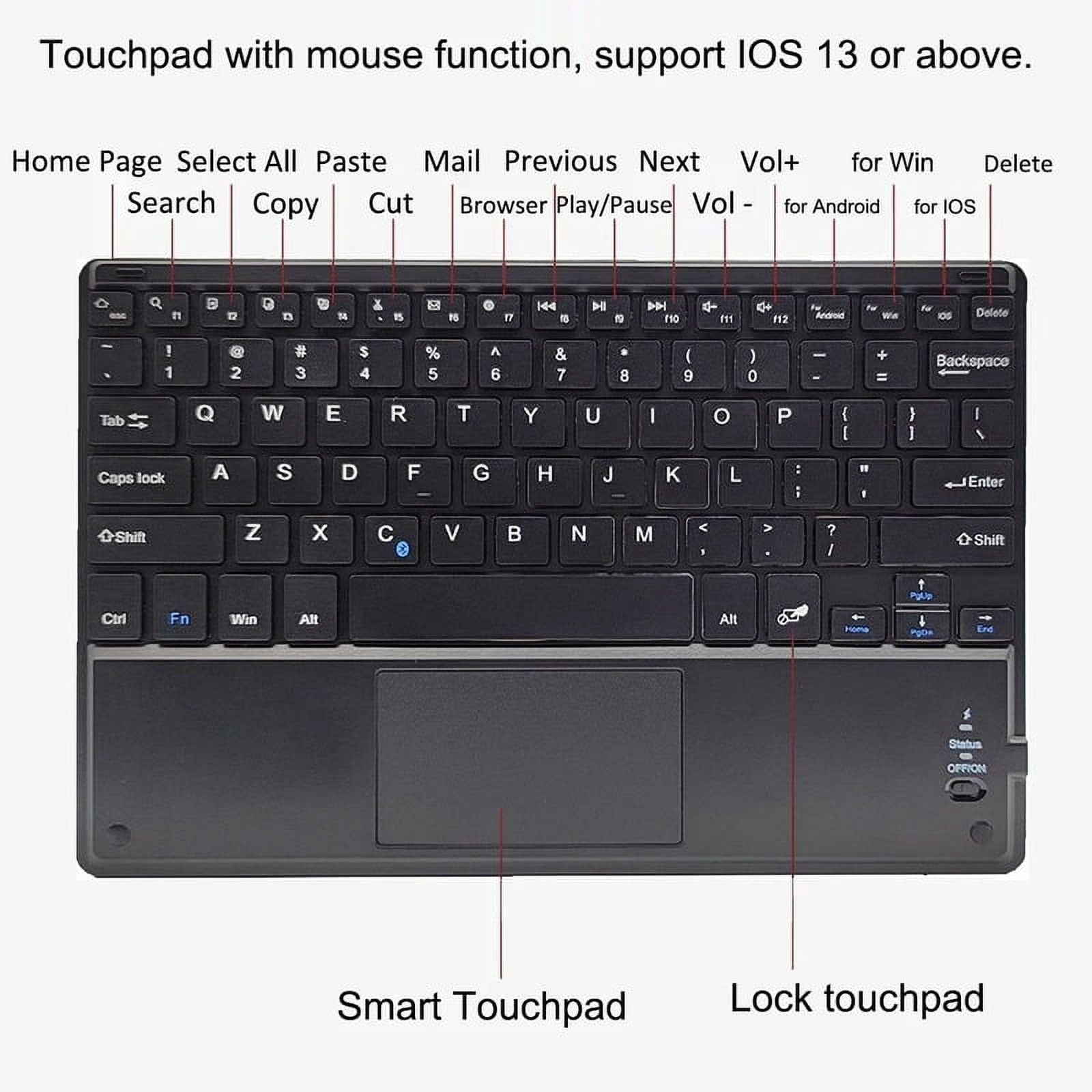 10inch Wireless Bluetooth Spanish Keyboard Desktop Office Wireless Touchable Keyboard Mouse For For Android IOS Windows Tablet