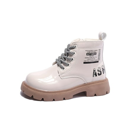 

Zodanni Kids Breathable Ankle Boots Outdoor Comfort Round Toe Combat Boot Non-Slip Waterproof Lace Up Booties Beige 2.5Y
