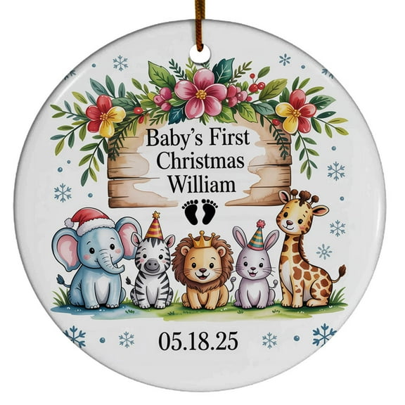 Baby's First Christmas Animal Woodland Ornament Gift for Newborn New Parent Baby Boy Girl, Baby 1st Christmas Ornament 2025