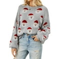 thumbnail image 1 of Suéteres Casuales de Punto con Estampado de Leopardo para Mujer, Suéteres de Larga con Cuello Redondo. Gris M, 1 of 8