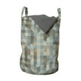 thumbnail image 1 of Geometric Laundry Bag, Modern Fractal Look with Vertical Line Pattern Soft Colors Illustration, Basket with Handles Drawstring Closure for Laundromats, 13" x 19", Tan Cream Pale Blue, by Ambesonne, 1 of 4