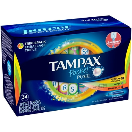 tampax pearl box unscented pocket plastic variety pack tampon super