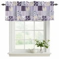 thumbnail image 2 of Spring Floral Valances for Windows, Decorative Rod Pocket Window Valance Curtains, Dark Purple Flowers Patchwork Grid Bohemia Short Curtain Drapes for Kitchen/Living Room, 2 Panels, 42" W x 18" L, 2 of 8