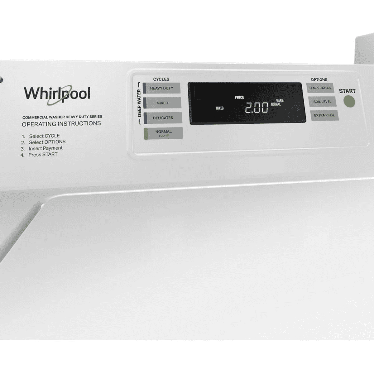 Whirlpool 27 Inch Commercial Top Load Washer with with 3.3 cu ft Capacity, Deep Water Wash System  1/2-HP Motor, Premium Bearings in White CAE2779JQ