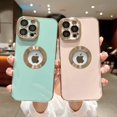 thumbnail image 3 of Designed for iPhone 13 Pro Max Case with Logo View, Plating Lens Camera Protector Trendy Shockproof Protective Soft Silicone Cover Case Compatible for iPhone 13 Pro Max 5G 6.7-inch (Green), 3 of 11
