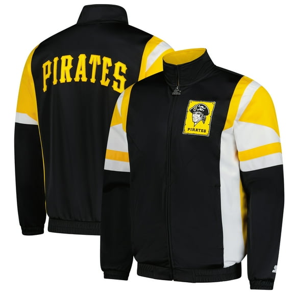 Men's Starter Black/Gold Pittsburgh Pirates Contender Tricot Full-Zip Track Jacket