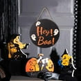 thumbnail image 1 of Halloween Decorations Door Sign 11 Inch Rustic Happy Wooden Hanging Sign For Front Door Wreath With Bow Party Indoor Outdoor Decor Home, 1 of 9
