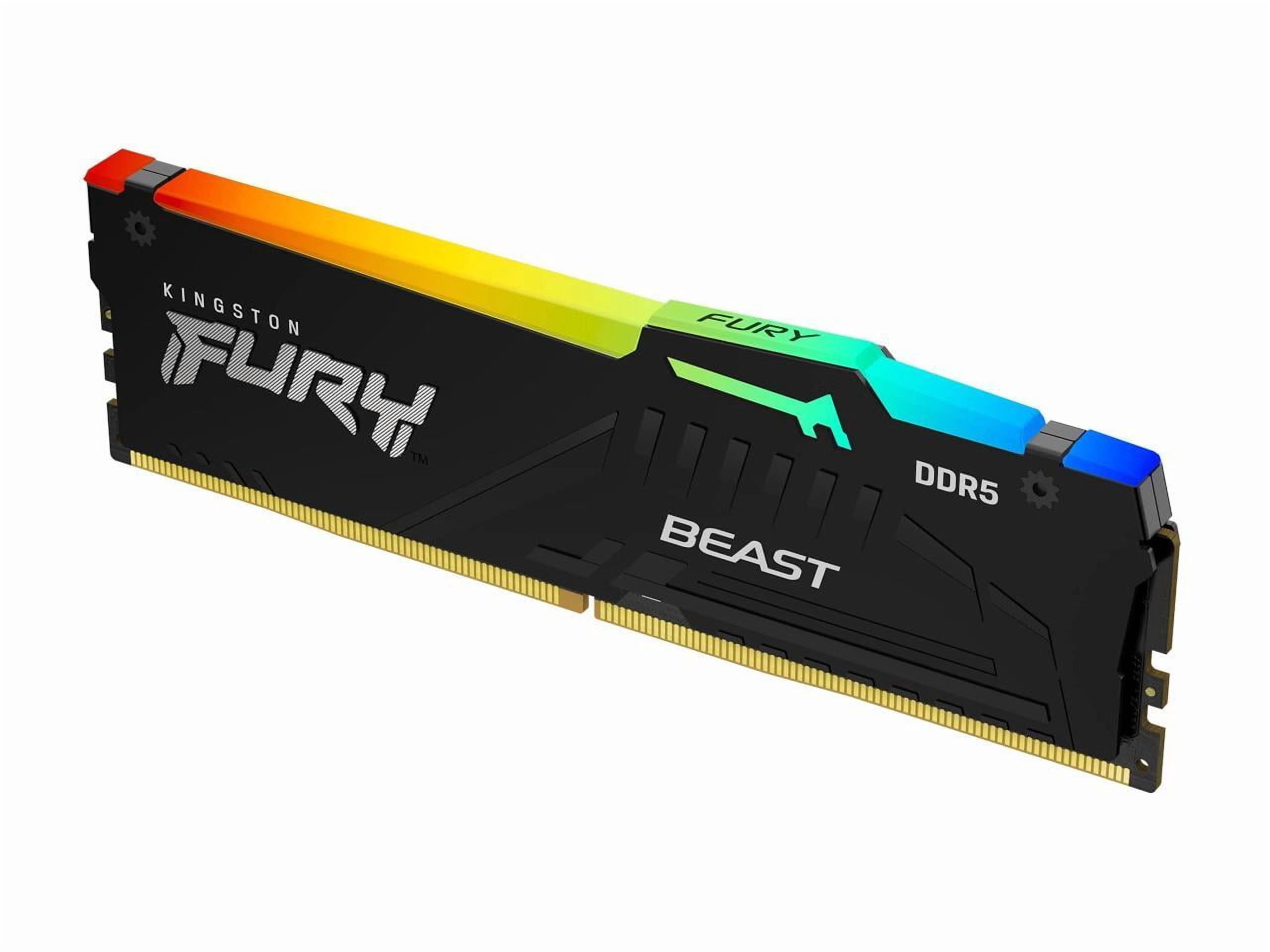 Kingston FURY Beast RAM Module - For Motherboard - 32 GB (1 x 32GB) - RGB - DDR5-6000/PC5-48000 DDR5 SDRAM - 6000 MHz Single-rank Memory - CL36 - 1.35 V - Non-ECC - Unbuffered - 288-pin - DIMM - Lifet