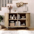 thumbnail image 4 of ROGALIS 40" Sliding Tambour Door Buffet Cabinet, Sideboard with Adjustable Shelves for Kitchen Living Room Hallway Entryway, Oak, 4 of 6