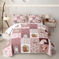 thumbnail image 2 of meiyoeat Farm Animal Horse Cow Quilt Full,Romantic Pink Flowers Full Bedspread Sets For Girl,3 Pieces, 2 of 7