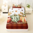 thumbnail image 4 of Manfei Watercolor Harvest Print Twin Sheets for Kids, Thanksgiving Pumpkin Sunflower Bedding, 3-Piece, 1 Flat Sheet, 1 Fitted Sheet and 1 Pillowcase, 4 of 6