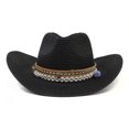 thumbnail image 2 of Straw Cowboy Hat for Women Men Girls Roll up Wide Brim Western Cowgirl Summer Beach Sun Hats, 2 of 2