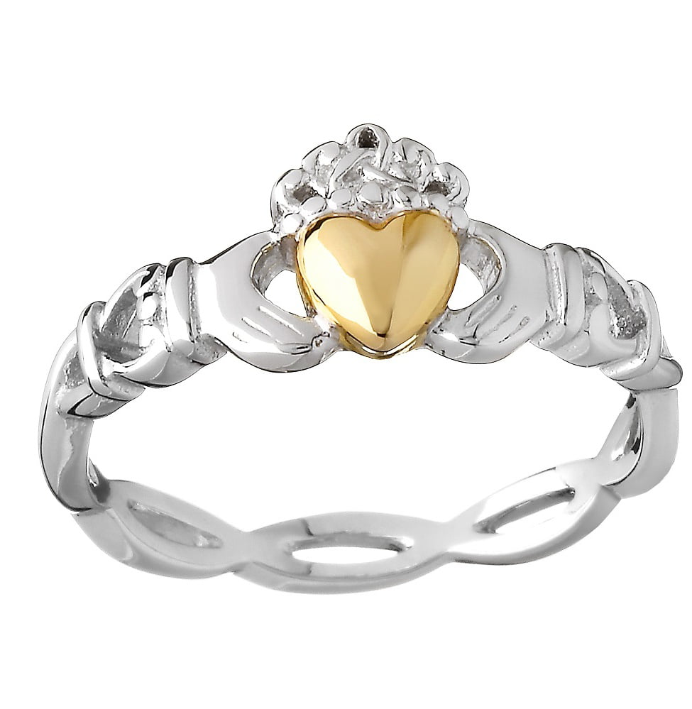 Women's Fine 10k Rose Gold Custom Personalized CZ Heart Birthstone Claddagh Ring Size 10