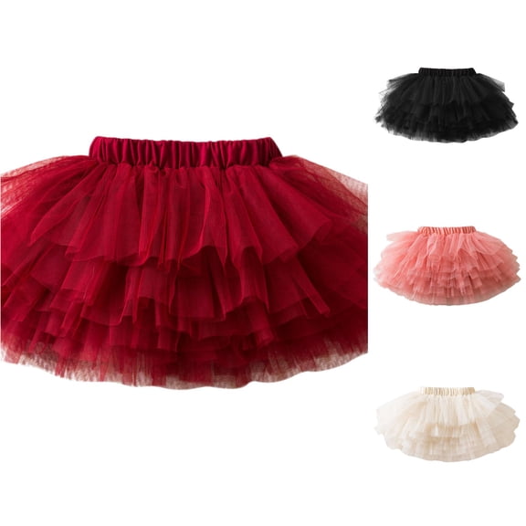 SGMVNU Tutus for Girls Multi Layered Ruffle Puffy Tulle Skirts Ballet Dance Tutu Skirt for Dance Princess Dress Up, Red, Size 3-4 Years