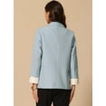 thumbnail image 4 of DARING DIVA Women's Notched Lapel Long Sleeve Jacket Suit Blazer XS Light Blue, 4 of 6