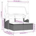 thumbnail image 4 of vidaXL Garden Sofa 2-Seater with Canopy and Stools Brown Poly Rattan, 4 of 5