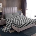thumbnail image 1 of Erosebridal Checkered Gingham Bed Sheets Set Full Size, Grey Bed Sheets Full, Rectangle Geometry Decor, 4-Piece, 1 of 7