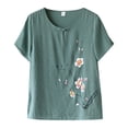 thumbnail image 4 of Rovga Women Sets Outfits Short Sleeve Summer Cardigan Top Female Loose Middle Aged Elderly Suit Shirt Cotton Linen Two Pieces Female Clothing Sets Streetwear, 4 of 4