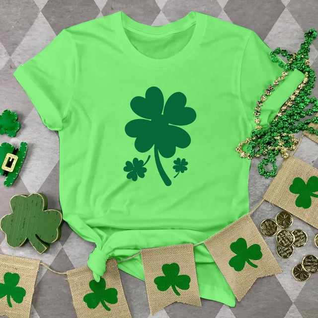 T-shirt de la Saint-Patrick pour Femmes Mode Col Rond Imprimé Manches Courtes T-shirt Décontracté Ample Hauts T-Shirts de la Saint-Patrick pour Femmes