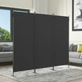 thumbnail image 3 of JAXPETY 6 Ft Modern Room Divider, Folding Privacy Screen with 3 Panels and Metal Standing, Portable Wall Partition for Home Office Separator, Black, 3 of 15