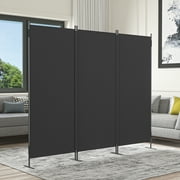 JAXPETY 6 Ft Modern Room Divider, Folding Privacy Screen with 3 Panels and Metal Standing, Portable Wall Partition for Home Office Separator, Black