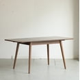 thumbnail image 2 of Walnut color solid oak round corner diagonal leg telescopic table 1.2-1.6m, for 6-8 people to meet Dining table wood (Walnut color), 2 of 9