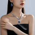 thumbnail image 7 of Juwaliy Women Bridal Wedding Jewelry Set Teardrop Crystal Necklace Earrings for Bride Bridesmaid Party Prom Gifts Blue, 7 of 7