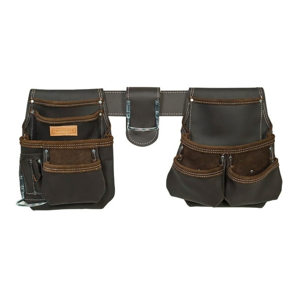 Craftsman Tool Rig 11 Pocket Oil Tanned Leather Belt Bag Pouch Adjustable Heavy Duty Carpenter