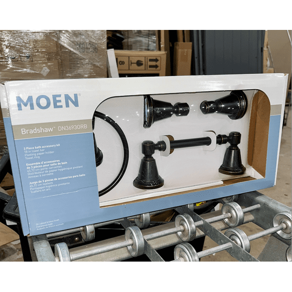 Moen 3pc Bradshaw Bath Accessory KitTP Holder, 18" Bar & Ring -Oil Rubbed Bronze
