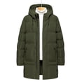 thumbnail image 5 of Men's Winter Thickened Windproof Warm Full-Zip Hooded Long-Length Quilted Cotton-Padded Jacket, Green, Size XL, 5 of 5