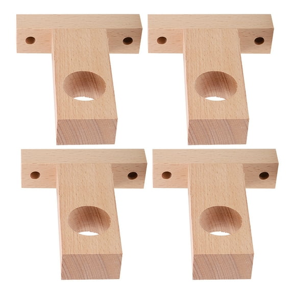 4pcs Wooden Curtain Rod Brackets Set, Curtain Rod Holders for Home, Window Drapery Accessories