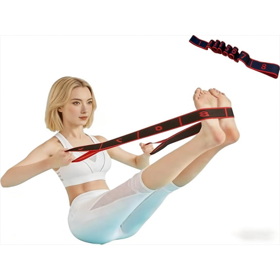 Resistance Bands for Fitness and Stretching, 8-Section Numbered Elastic Exercise Band with Clear Markings, Portable Yoga Pilates Training Band for Home Workout